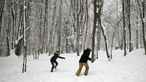 Bataille de boules de neige à Vizzavona (Haute-Corse) le 9 janvier 2021
