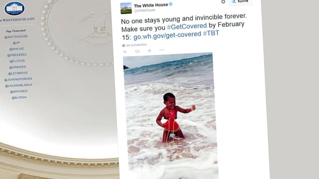 La Maison Blanche a tweeté un cliché de Barack Obama enfant, en maillot de bain, pour promouvoir l'Obamacare.