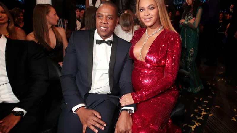 Beyoncé et Jay Z aux Grammy Awards en février 2017.