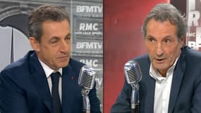 Nicolas Sarkozy face à Jean-Jacques Bourdin, jeudi matin sur BFMTV et RMC.