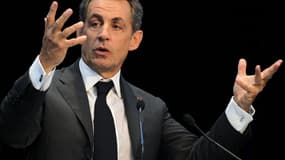Nicolas Sarkozy, lors d'un meeting le 10 novembre à Caen.