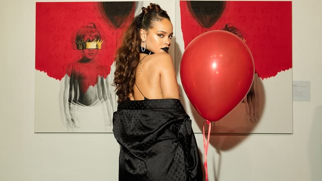 Rihanna lors de la présentation de son nouvel album ANTI à la MAMA Gallery, Los Angeles, en octobre 2015.