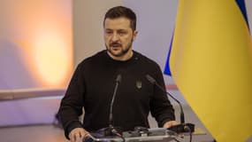 Le président ukrainien Volodymyr Zelensky à Kiev, le 19 novembre 2024, dans le contexte de l'invasion de l'Ukraine par la Russie.