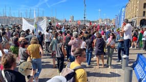 Le cortège au départ du Vieux-Port à Marseille, le 18 septembre 2025.