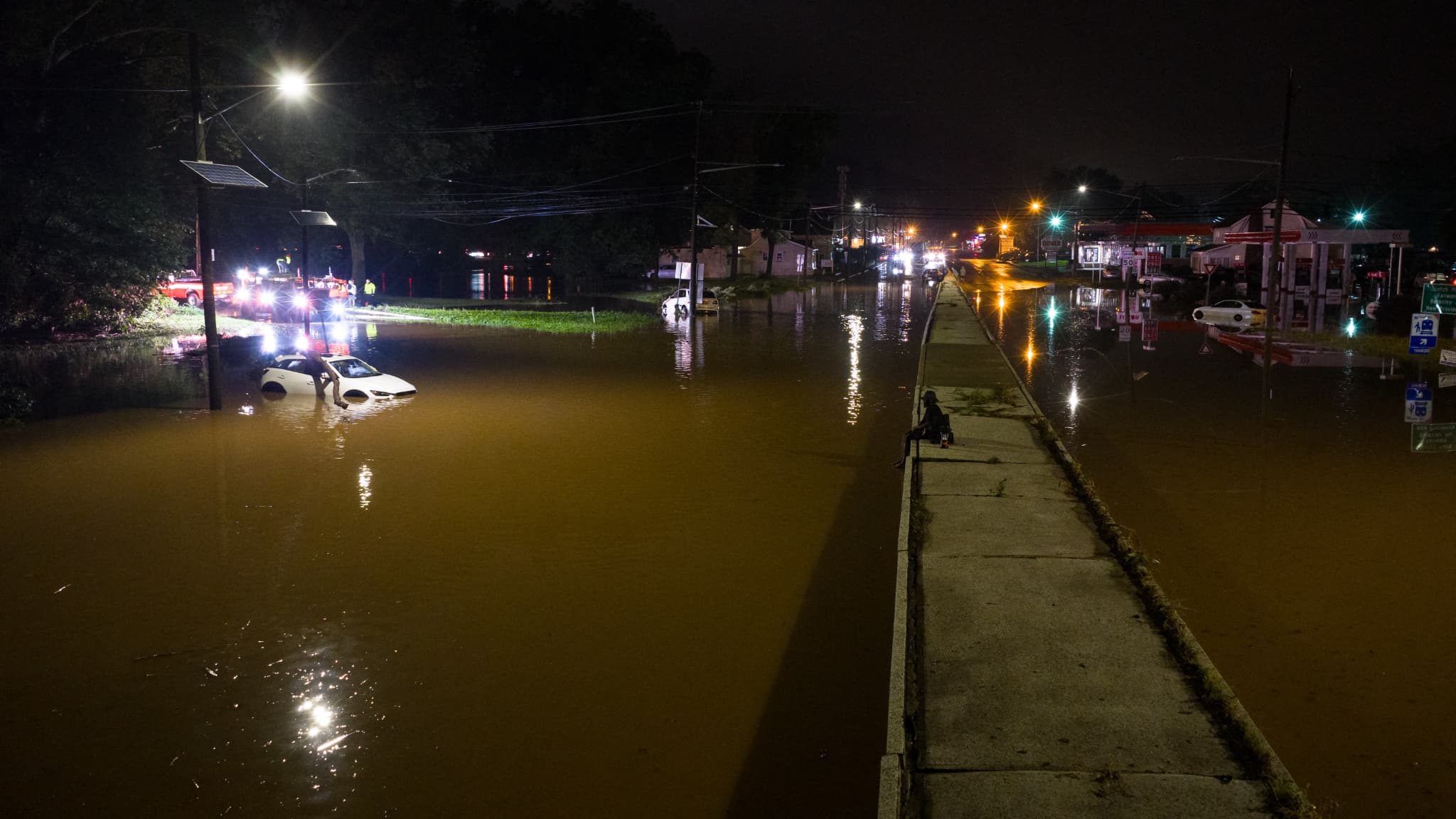Aerial view of the streets flooded in Plainfield, New Jersey, United States, July 15, 2025. Aerial view of the streets flooded in Plainfield, New Jersey, United States, July 15, 2025.