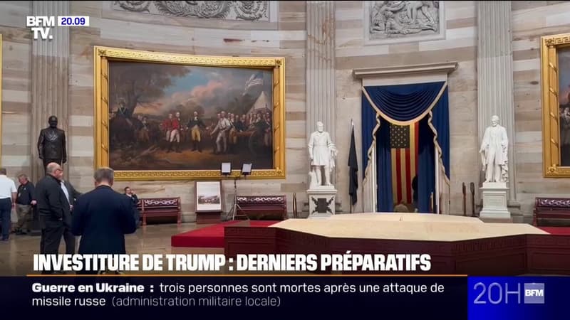 Les tous derniers préparatifs à l'intérieur du Capitole, deux jours avant l'investiture de Donald Trump