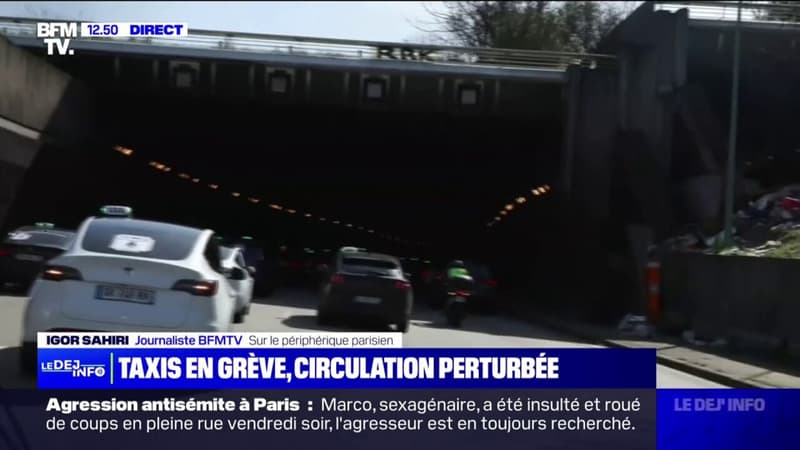 Taxis en grève: les chauffeurs perturbent la circulation sur le périphérique parisien