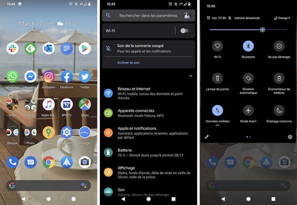 L'interface du Google Pixel 4