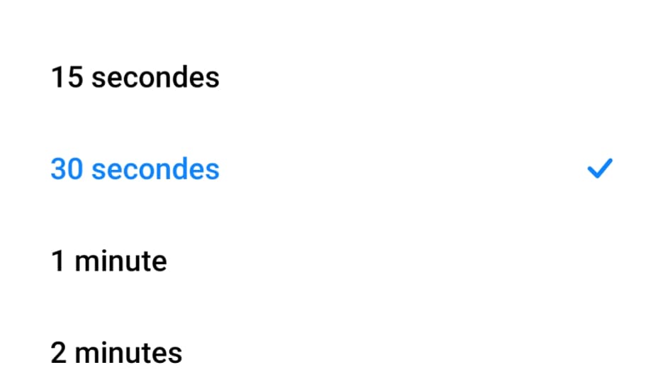 Capture d'écran “Verrouillage"