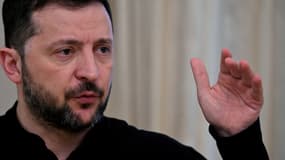 Le président de l'Ukraine Volodymyr Zelensky lors d'une conférence de presse ce 15 mars 2025.