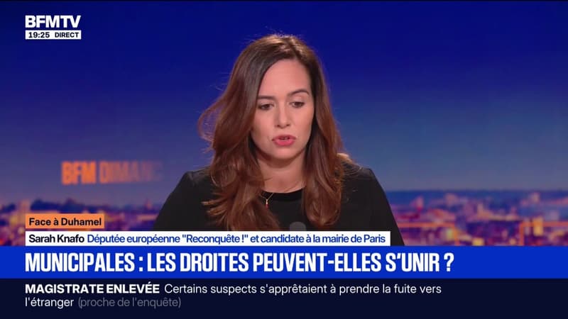 Élections municipales: "Je suis là pour faire gagner la droite", déclare Sarah Knafo, candidate "Reconquête!" à Paris