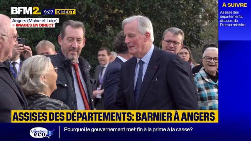 Le Premier ministre Michel Barnier arrive à Angers pour assister aux Assises des départements