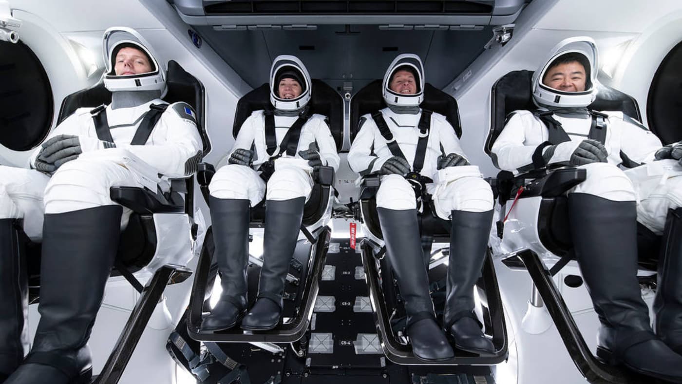 La capsule Crew Dragon avec Thomas Pesquet.