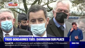 "J'ai une pensée particulière pour les quatre orphelins et pour les veuves": Gérald Darmanin est dans le Puy-de-Dôme où trois gendarmes ont été tués par un forcené