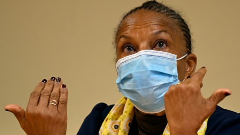 La candidate déclarée à l'élection présidentielle Christiane Taubira lors d'un déplacement en Ille-et-Vilaine, le 11 janvier 2022