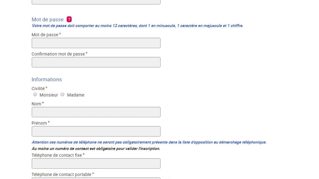 Le formulaire de Bloctel.