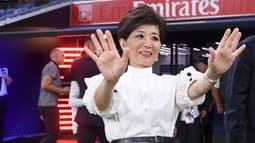 Michele Kang avant le coup d'envoi du match OL-OM (1-0, L1), le 31 août 2025