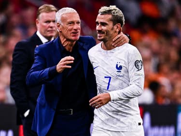 Didier Deschamps et Antoine Griezmann lors de Pays-Bas - France, éliminatoires de l'Euro 2024, 13 octobre 2023