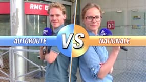 Nos deux journalistes ont comparé quel trajet, entre l'autoroute et la nationale, est le plus intéressant pour les départs en vacances