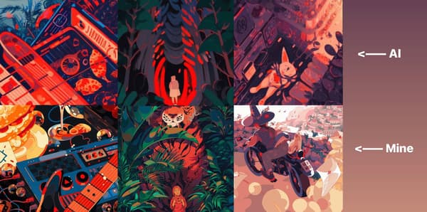 En haut, des images générées par un algorithme de création d'images customisé; en bas, des images conçues par Deb Lee En haut, des images générées par un algorithme de création d'images customisé; en bas, des images conçues par Deb Lee