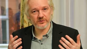 Julian Assange lors d'une conférence de presse à l'ambassade d'Equateur à Londres, le 18 août 2014.