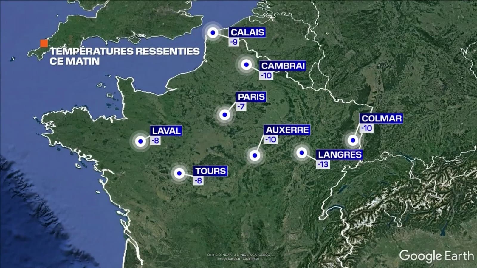 Les températures ressenties ce mardi. 