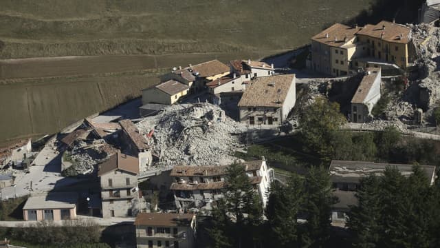 Le village de Castelluccio, en Italie, après un tremblement de terre ayant fait énormément de dégâts.