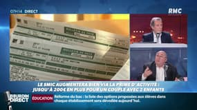 Emmanuel Lechypre, éditorialiste économie BFMTV: "Ce sera un complément de revenus. Mais n'y auront pas droit ceux qui ont un salaire autour du SMIC mais ont un conjoint qui gagne pas mal sa vie."