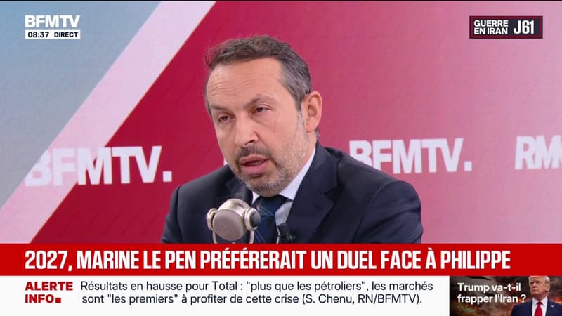 "Face à Édouard Philippe, ce serait une élection de choix", estime Sébastien Chenu si le RN se retrouve face au bloc central au deuxième tour de l'élection présidentielle