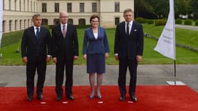 Viktor Orban (Hongrie), Bohuslav Sobotka (Rep. Tchèque) , Ewa Kopacz (Pologne) et Robert Fico (Slovaquie)