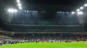La Curva Nord de San Siro, vide, après que les supporters milanais aient quitté le stade en honneur du boss des Ultras, Vittorio Boiocchi, le 29 octobre 2022.