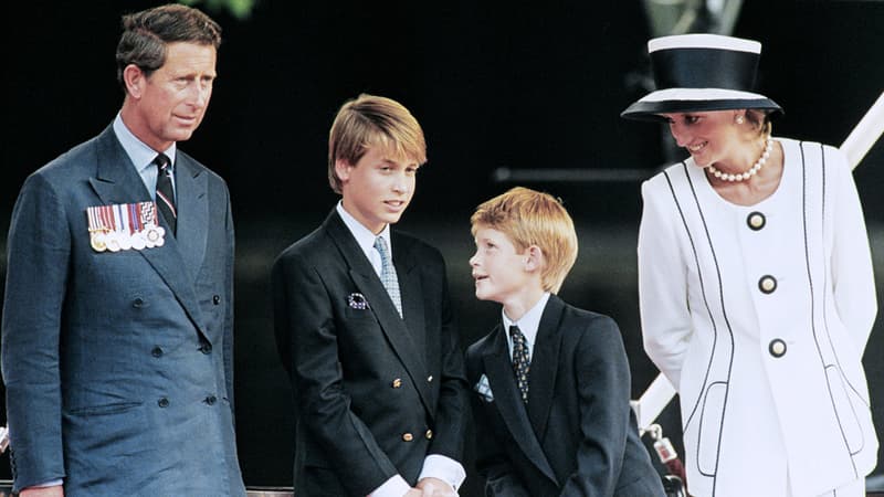 Le Prince Charles, Lady Di et leurs enfants William et Harry en août 1995
