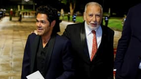 L'humoriste Jamel Debbouze et l'écrivain Tahar Ben Jelloun au dîner d'Etat à Rabat le 29 octobre 2024.