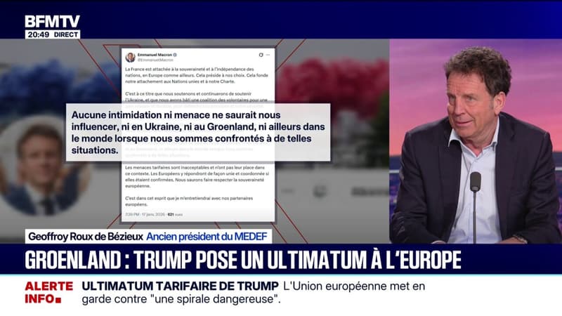Groenland et droits de douane de 10% pour plusieurs pays européens: pour Geoffroy Roux de Bézieux, ancien président du MEDEF, "on est en guerre économique"