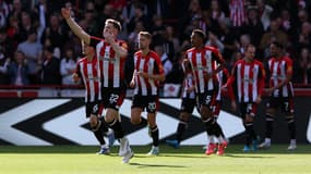 La joie de Nathan Collins, buteur pour Brentford face à Wolverhampton le 5 octobre 2024