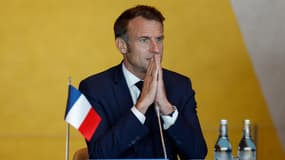 Le président français Emmanuel Macron participe à un événement sur la décarbonisation industrielle au Musée national d'Oslo, en Norvège, le 23 juin 2025.