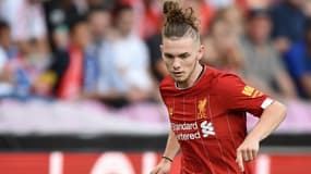 Le jeune footballeur anglais Harvey Elliott lors d'un match de Liverpool, à Genève le 31 juillet 2019