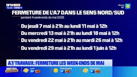 Travaux sur l'A7 : fermeture les week-ends de mai 