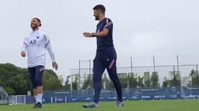 Sergio Ramos au centre d'entraînement du Paris Saint-Germain