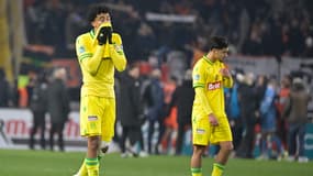 Nathan Zeze lors de l'élimination de Nantes en Coupe de France, 20 janvier 2024