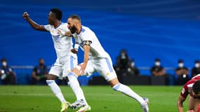 Vinicius et Benzema lors de la victoire du Real Madrid face au Celta Vigo
