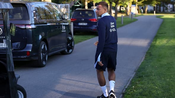 Kylian Mbappé après un entraînement avec l'équipe de France, le 7 octobre 2025