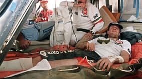 Hubert Auriol après son accident, le 21 janvier 1987