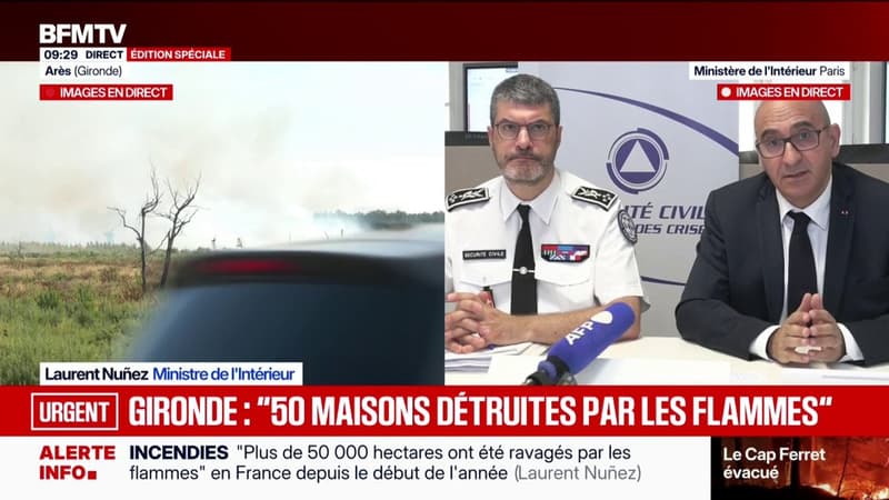 Incendie à Biscarrosse: "23.000 évacuations" effectuées, "le feu continue de progresser", indique Laurent Nuñez