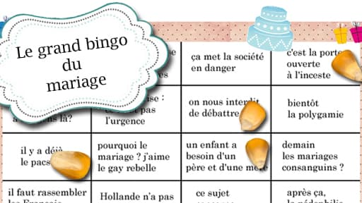 Le grand bingo du mariage égaiera vos soirées.