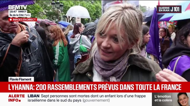 Lyhanna: “C’est le crime qui provoque l’indignation, qui provoque la colère”, assure Flavie Flament, présente au rassemblement interdit devant le ministère de la Justice