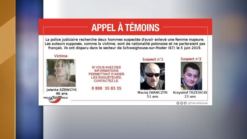 Un appel à témoins avait été diffusée la semaine dernière pour retrouver l'infirmière polonaise et ses deux ravisseurs.