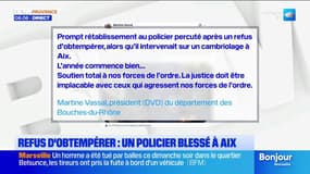 Refus d'obtempérer : un policier blessé à Aix