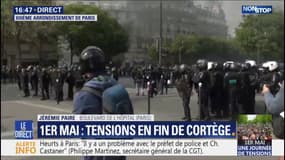 1er-mai à Paris : situation très tendue en fin de cortège, un CRS blessé
