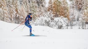 Julia Simon à l'entraînement à Bessans en novembre 2023.